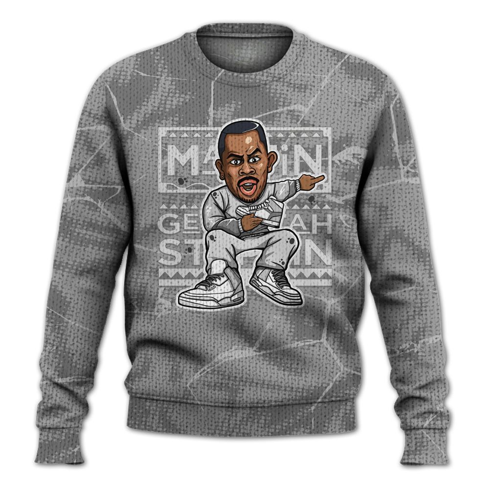 Knitted Sweater To Match Black Wolf Grey 12s - Get Tag Sneakers Steppin' Graphic Crack