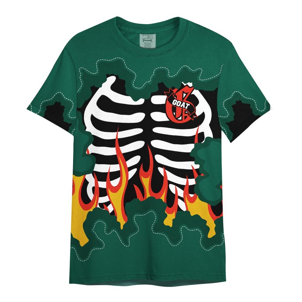 Shirt To Match Oxidized Green 4s - G.O.A.T 23 Skeleton Flame Shirt Outfit