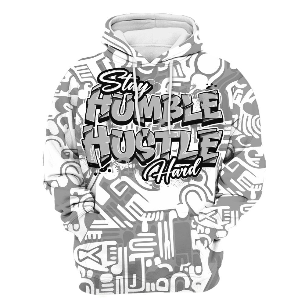 Hoodie To Match Black Wolf Grey 12s - Humble Hustle Retro All Over Print