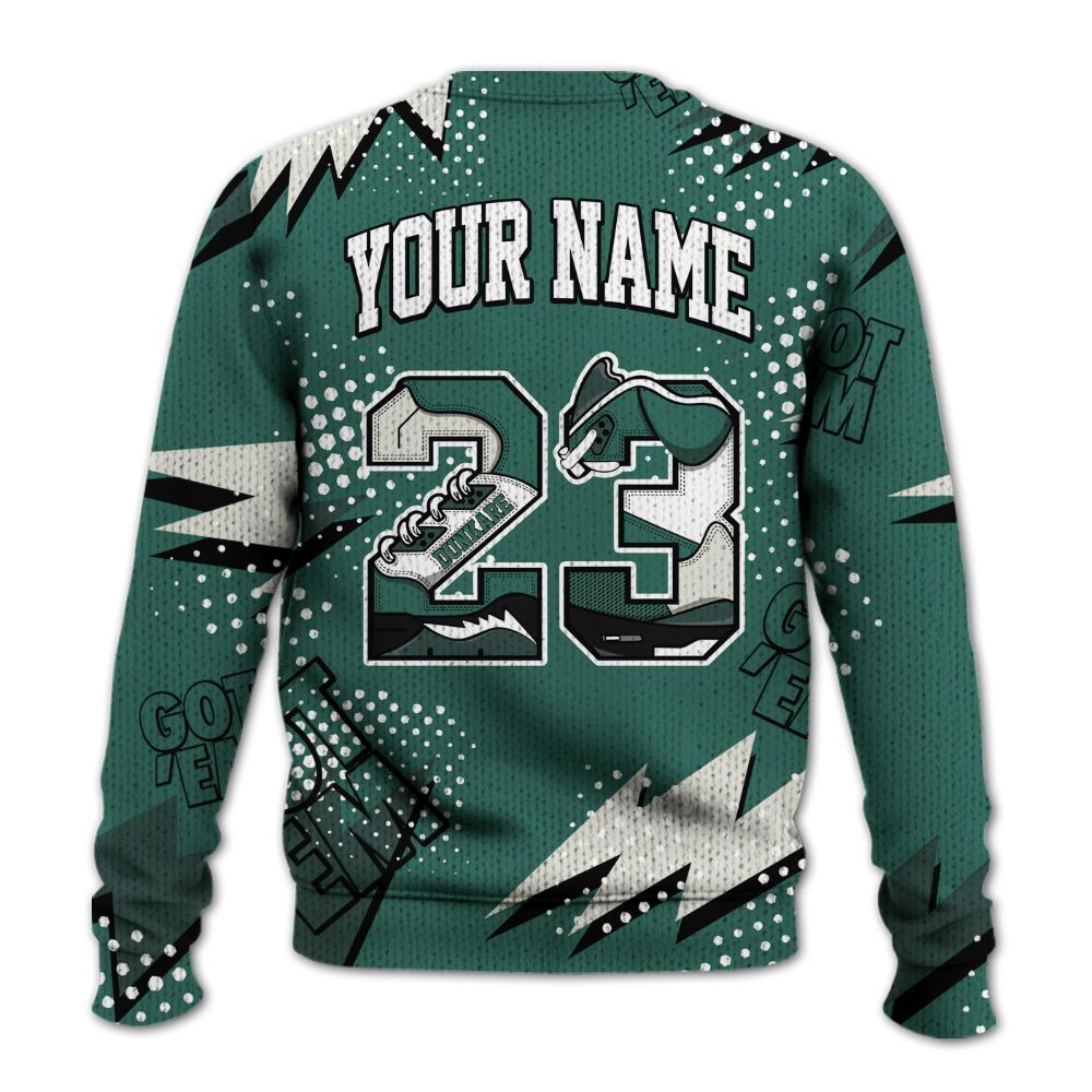 Knitted Sweater To Match RM Oxidized Green 4s - Custom Name Number 23 5s