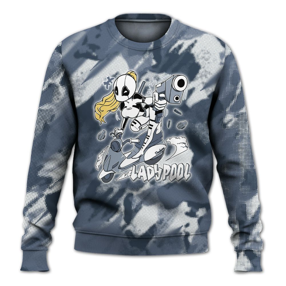 Sweatshirt To Match Low Diffused Blue 11s - Lady Pool Cartoon Abstract Halftone All Over Print