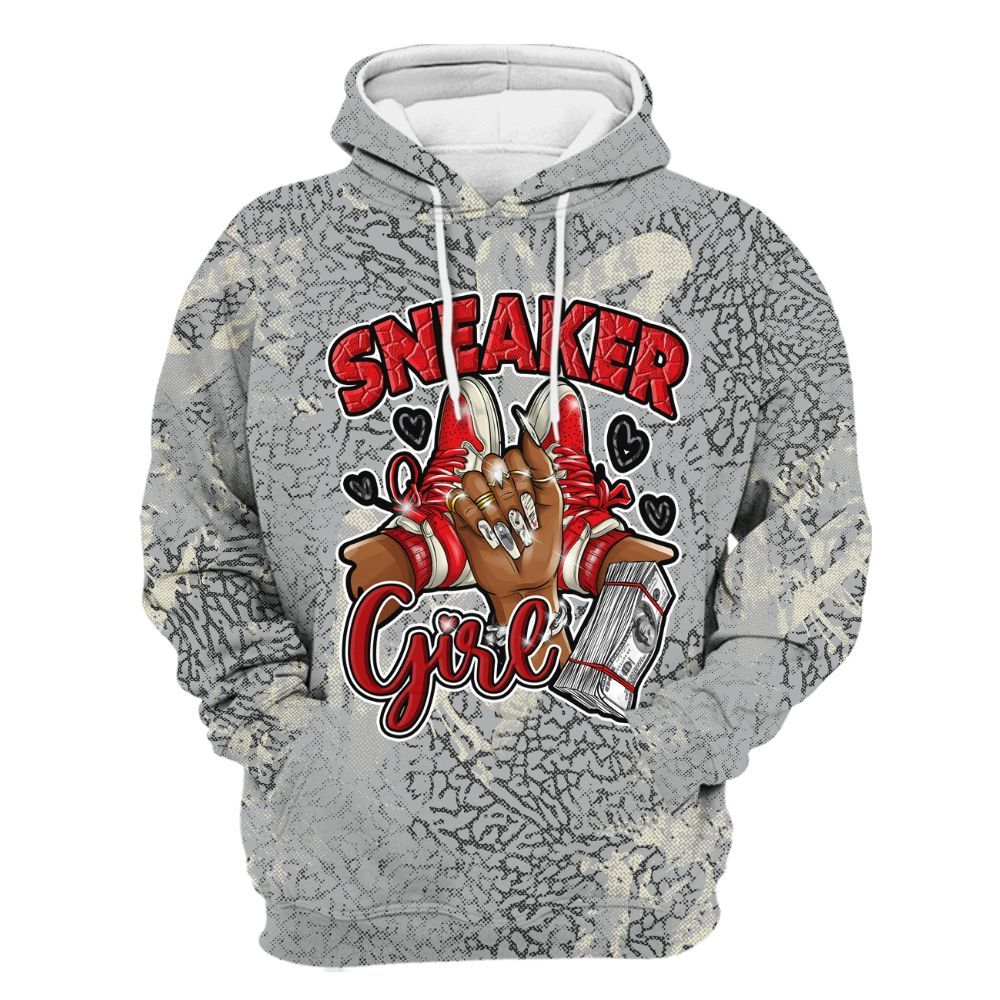 Hoodie To Match Cement Grey 3s - Sneakerz Girlz Heart Grunge All Over Print