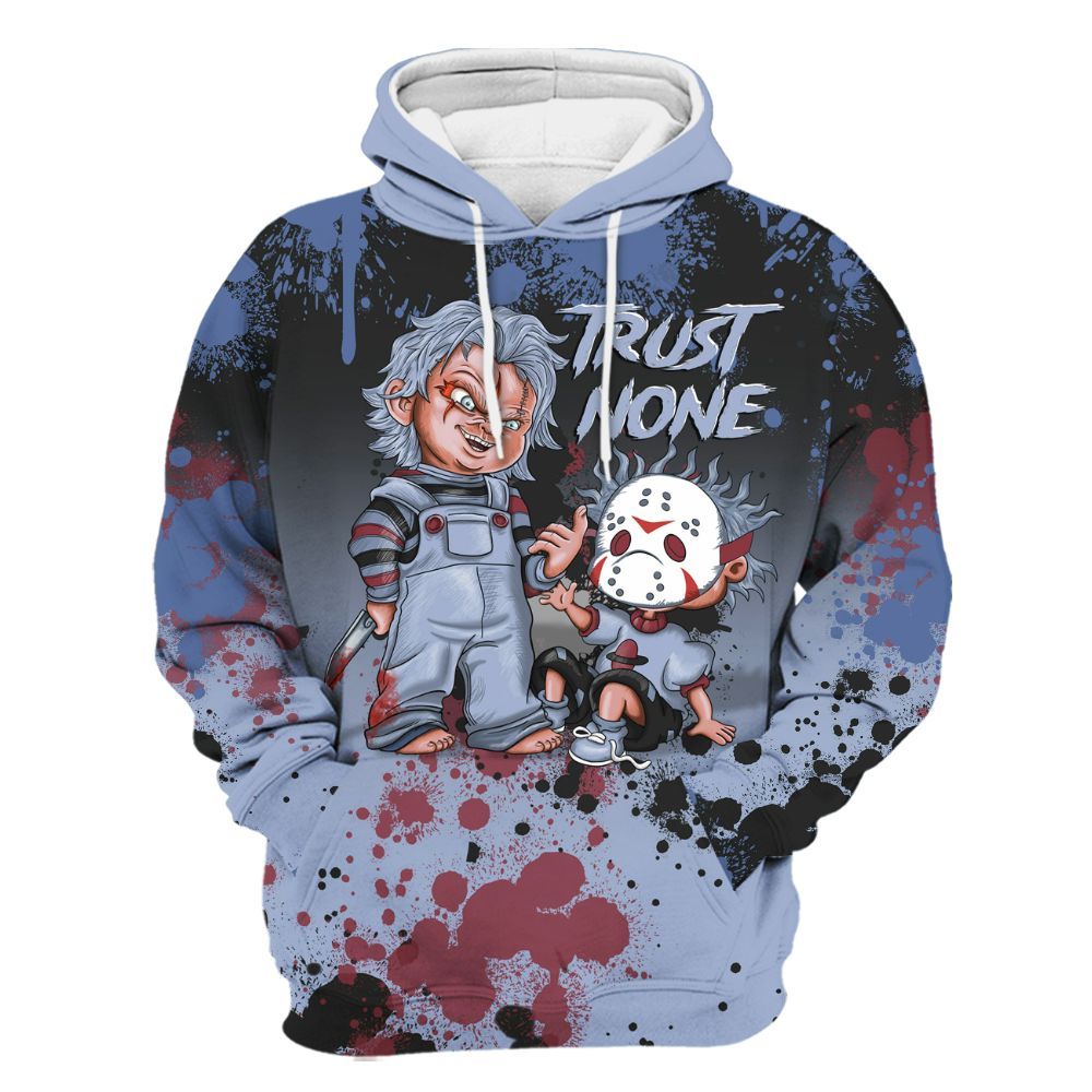 Hoodie To Match Black Metallic 5s - Trust No One Scary All Over Print