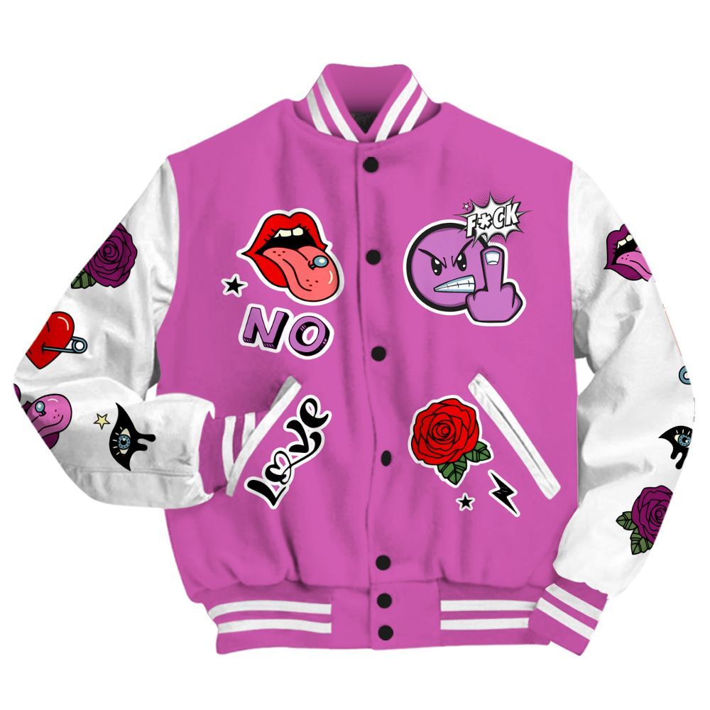 Varsity Jacket To Match Hyper Violet 4s - FK Around Find Out All Over Print