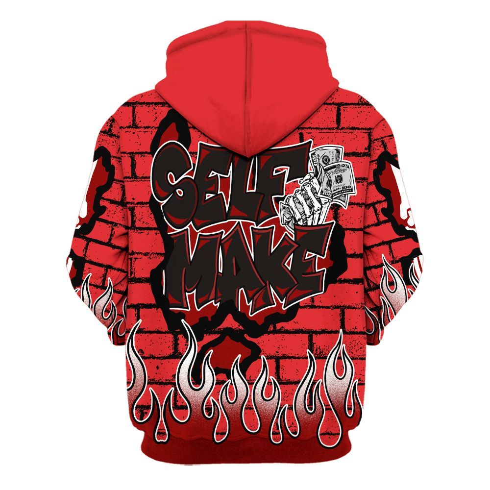 Hoodie To Match Chile Red 9s - Self Make Skeleton Crashed All Over Print