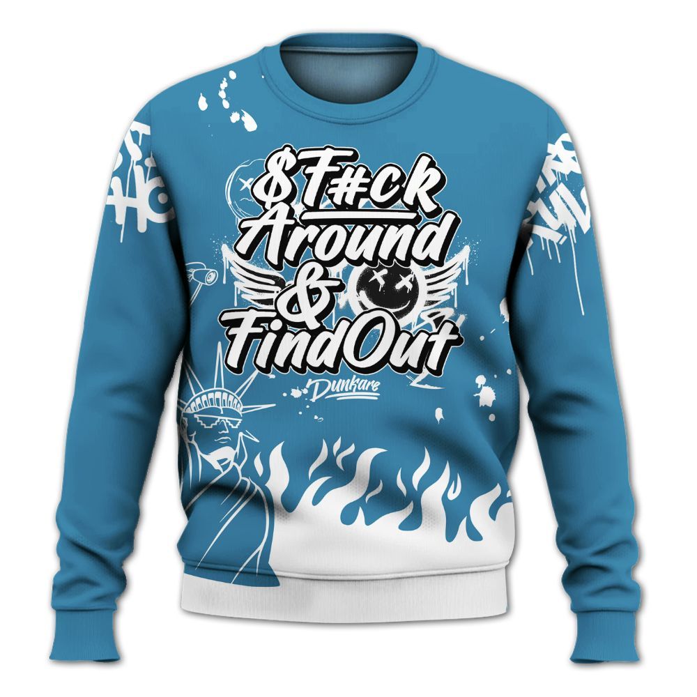 Sweatshirt To Match High OG UNC Reimagined 1s - Graphic Fck Around Find Out All Over Print