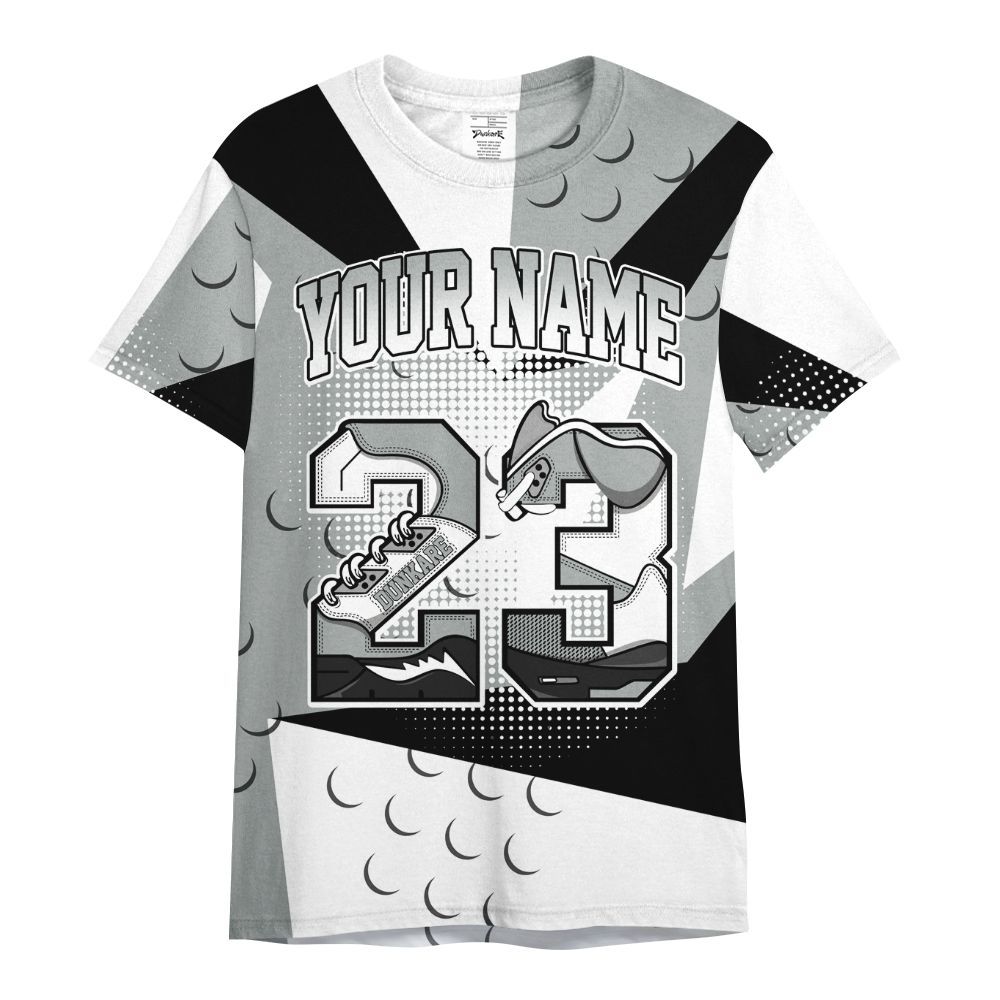 Shirt To Match Dunk Low White Light Smoke Grey - Poly Custom Name Number 23 5s All Over Print