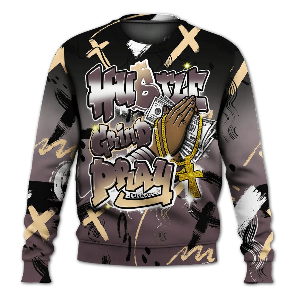Sweatshirt To Match AMM Black 3s - Money Hustle Grind Pray All Over Print
