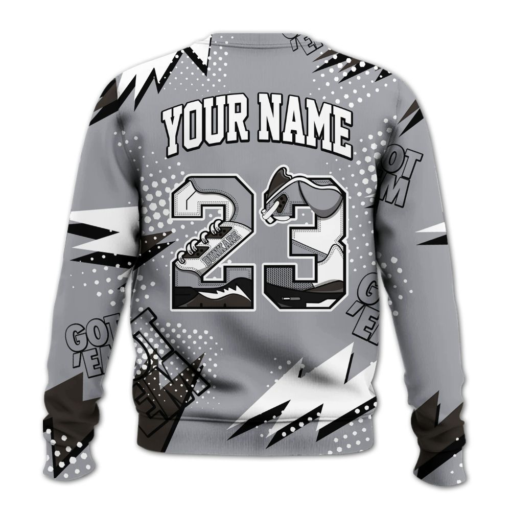 Sweatshirt To Match Baroque Brown 12s - Custom Name Number 23 5s All Over Print