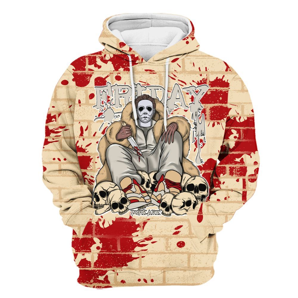 Hoodie To Match Dunk Low Strawberry Waffle - Friday Brick All Over Print