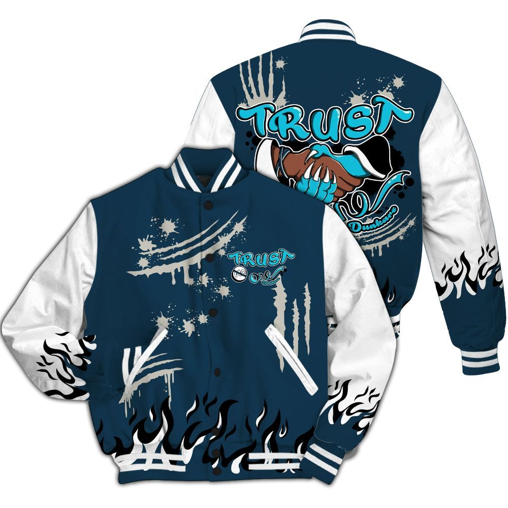 Varsity Jacket To Match Air Navy Baltic Blue - Graphic Trust No One All Over Print