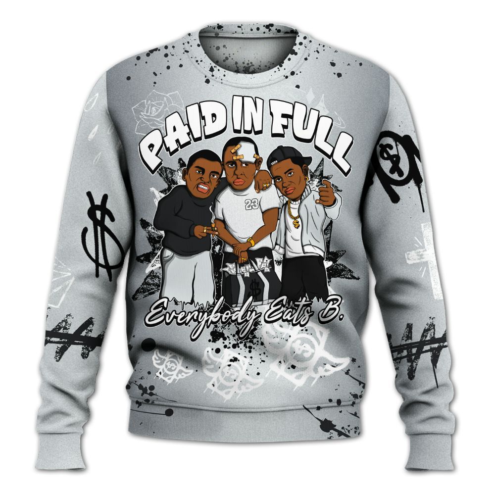 Sweatshirt To Match Cap And Gown 6s - Everybody Paid In Full Crayon All Over Print