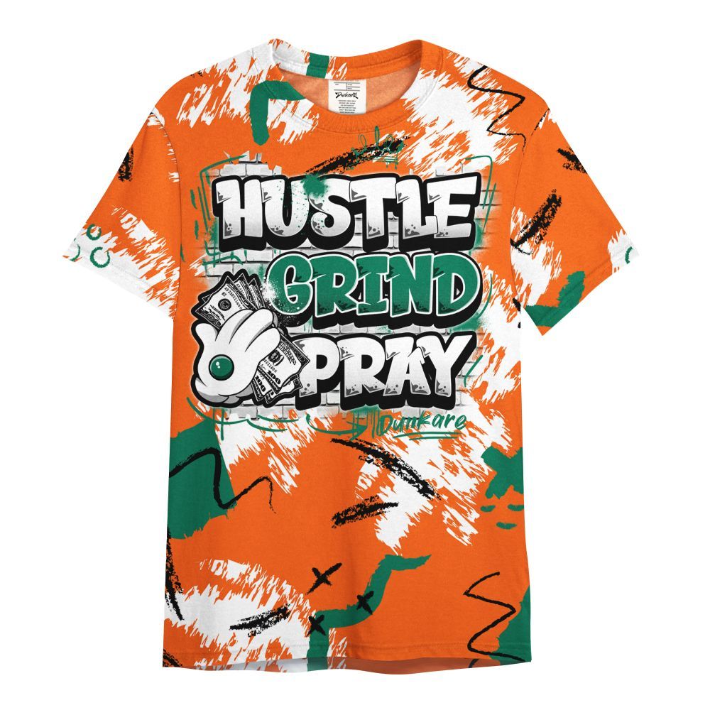 Shirt To Match SoleFly Sail Gorge Green 3s - Hustle Grind Pray Graphic Street Style All Over Print