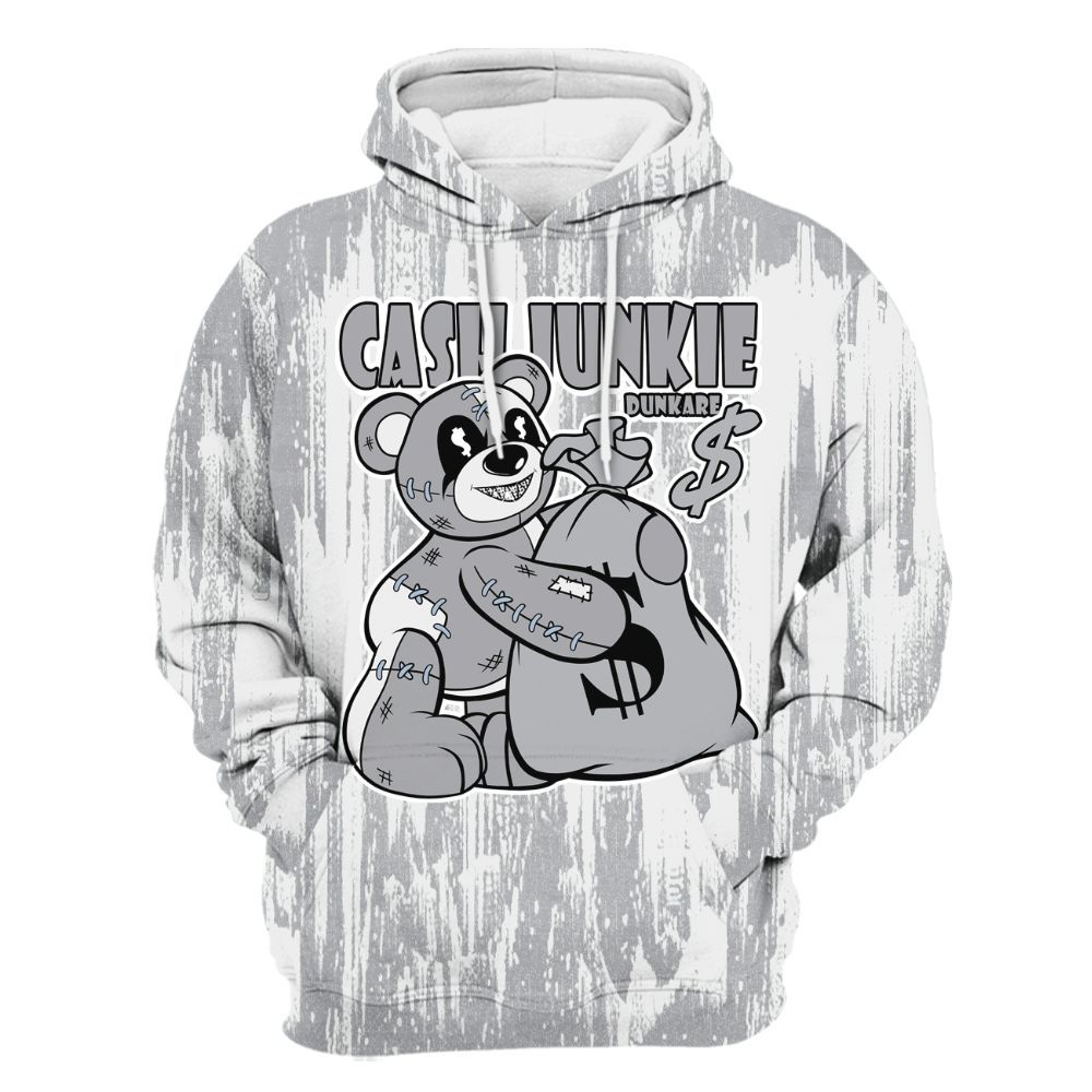 Hoodie To Match Low OG Wolf Grey 1s - Cashs Junkie Bear Glitch Art All Over Print