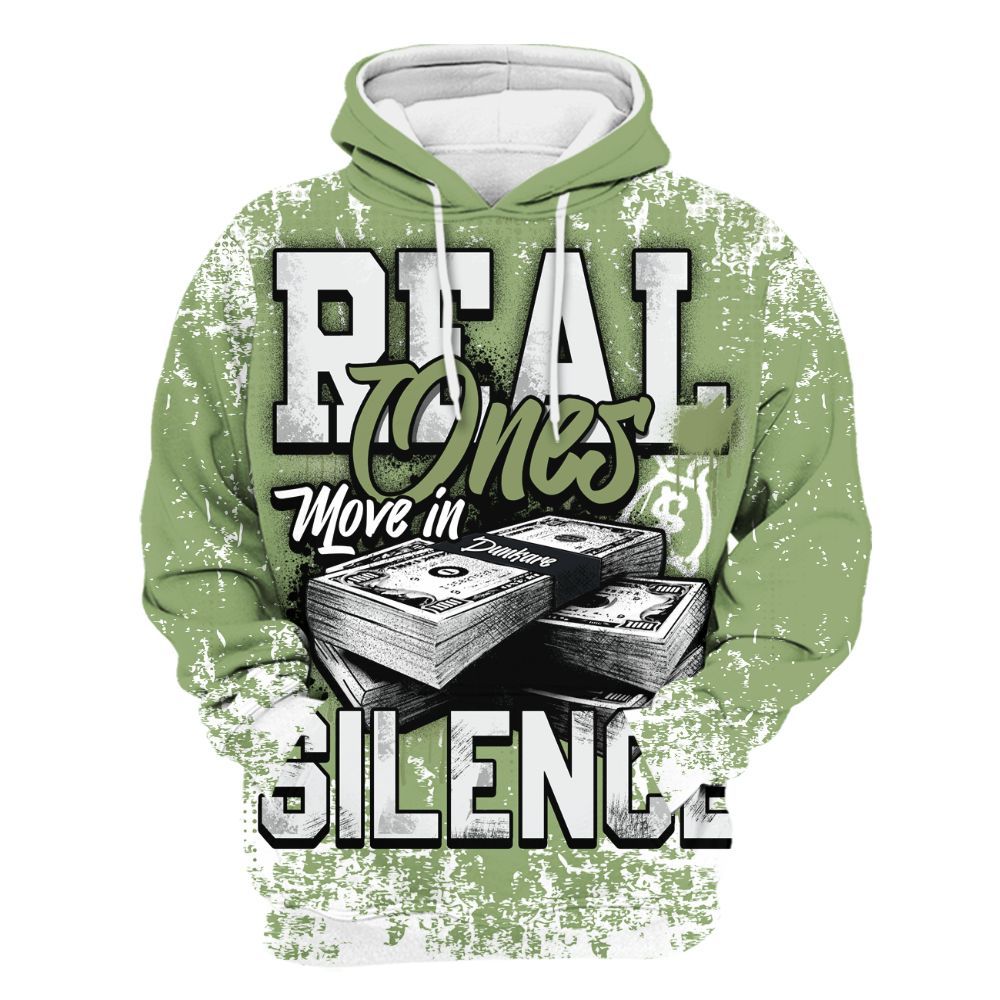 Hoodie To Match Oil Green 4s - Move In Silence Money Street Retro All Over Print