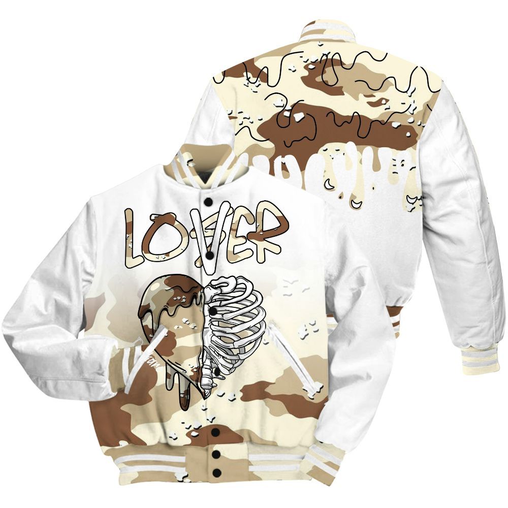 Varsity Jacket To Match Desert Camo 3s Shirt, Loser Lover Dripping All Over Print