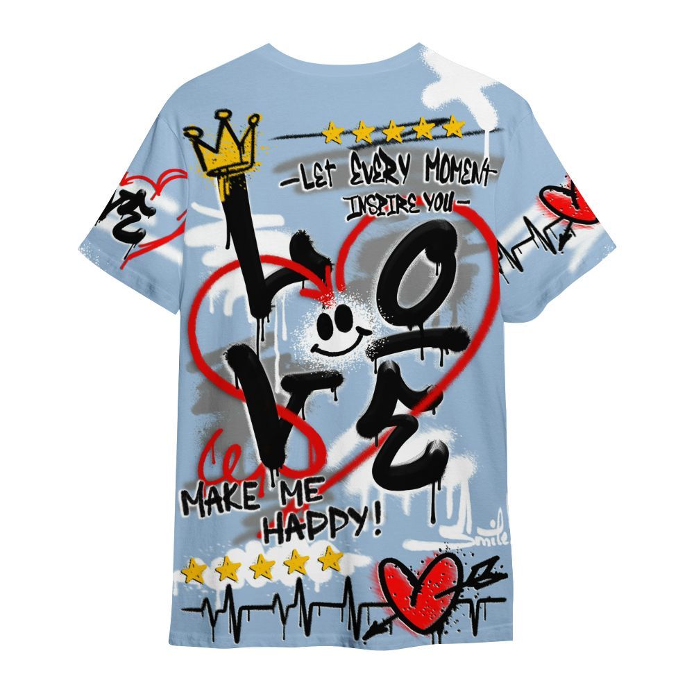 Shirt To Match High University Blue 1s - Happy Love Beats Graffiti Streetwear All Over Print