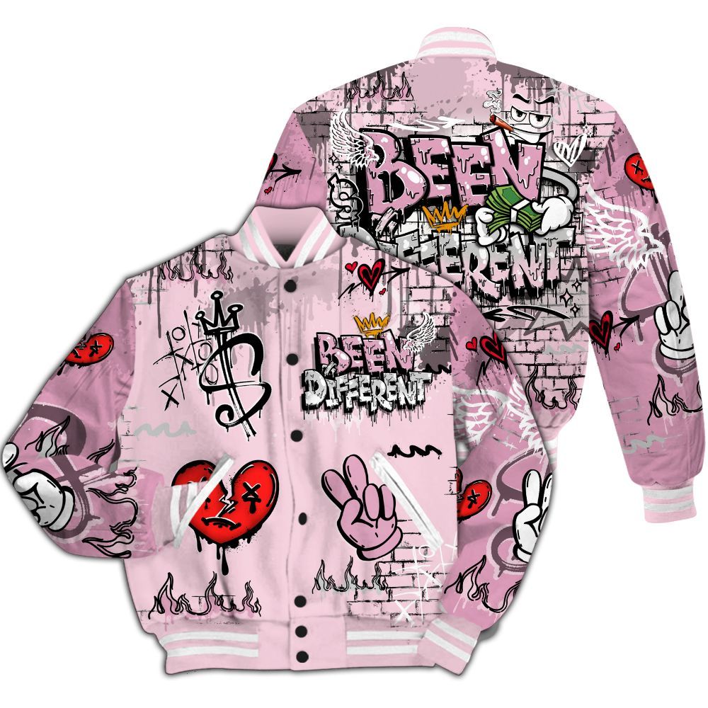 Varsity Jacket To Match Orchid 4s - Been Dif2erent Drip Graffiti All Over Print