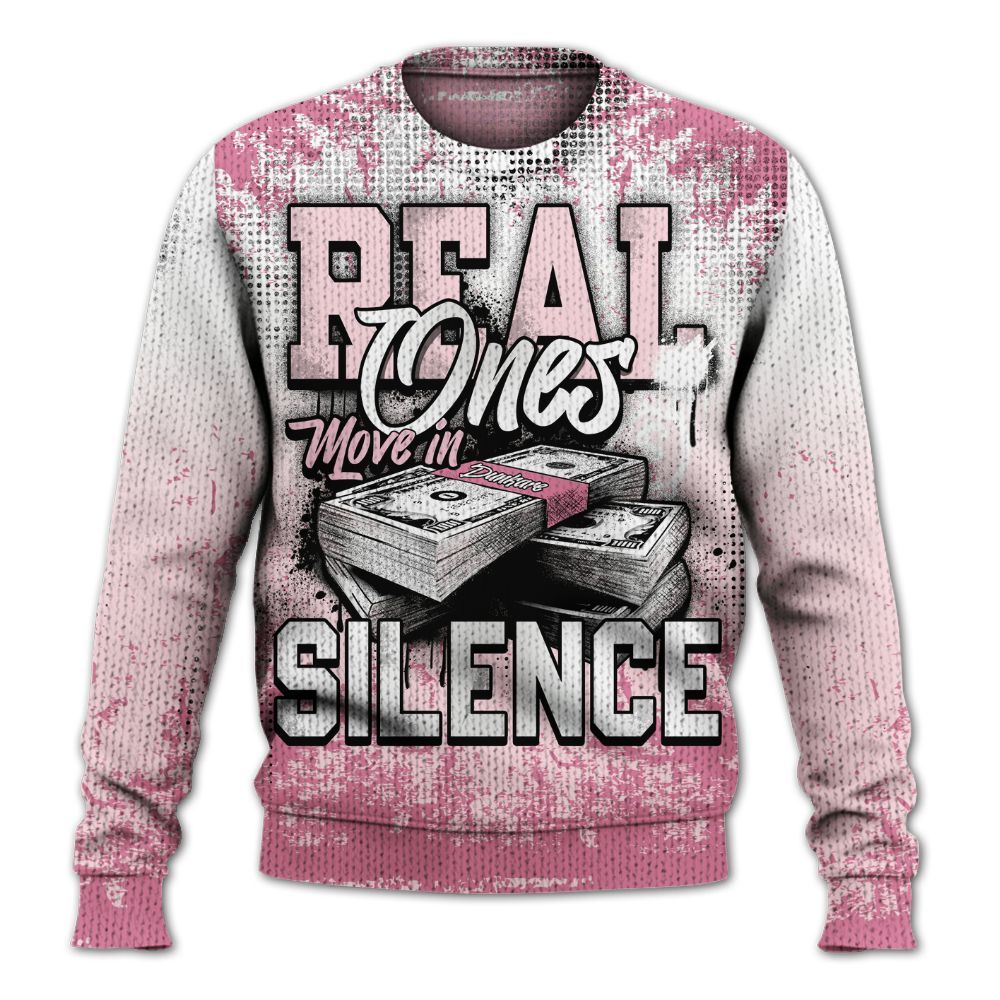 Sweater To Match GS Pearl Pink 12s Shirt, Move In Silence Money Street Retro Graphic
