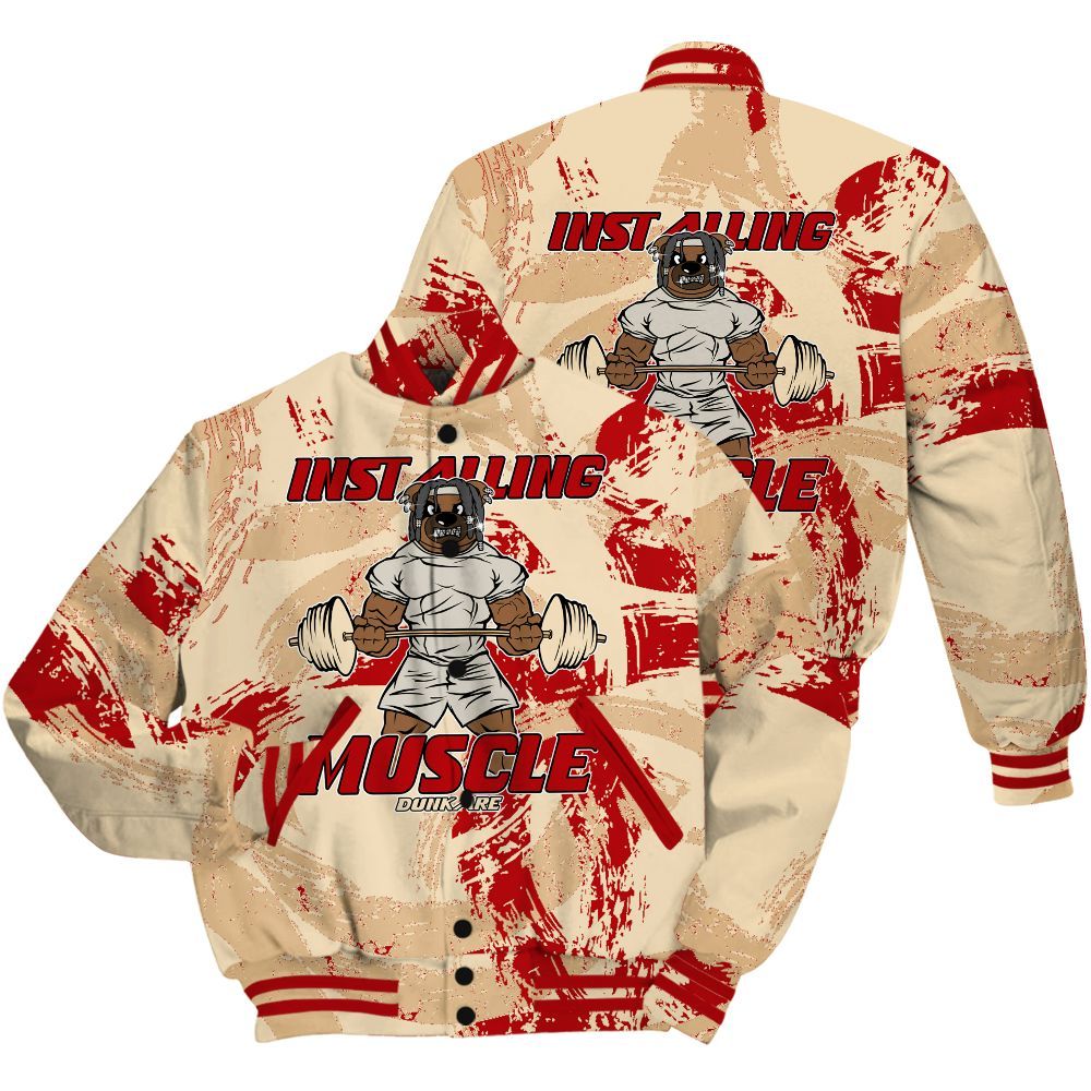 Varsity Jacket To Match Dunk Low Strawberry Waffle Shirt - Installing Muscle Bear Circle Slpash All Over Print