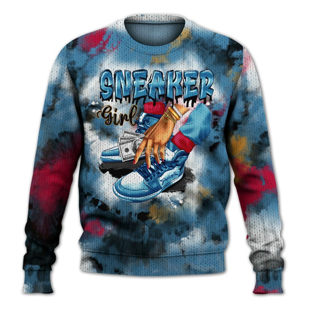 Knitted Sweater To Match GS Messy Room 4s - SNEAKER Girl Money Drip Tie Dye