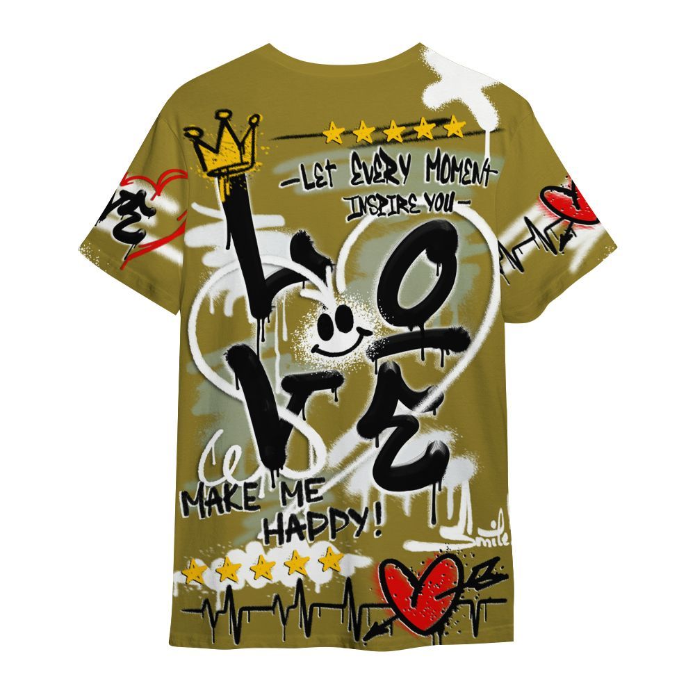 Shirt To Match Air Flightposite Metallic Gold - Happy Love Beats Graffiti Streetwear All Over Print