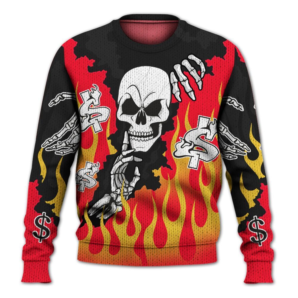 Knitted Sweater To Match KD 18 Air Bakin - Ones Move In Silence Graphic Trapped