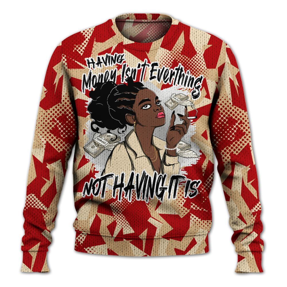 Knitted Sweater To Match Dunk Low Strawberry Waffle - Having Money Isn't Everthing Retro