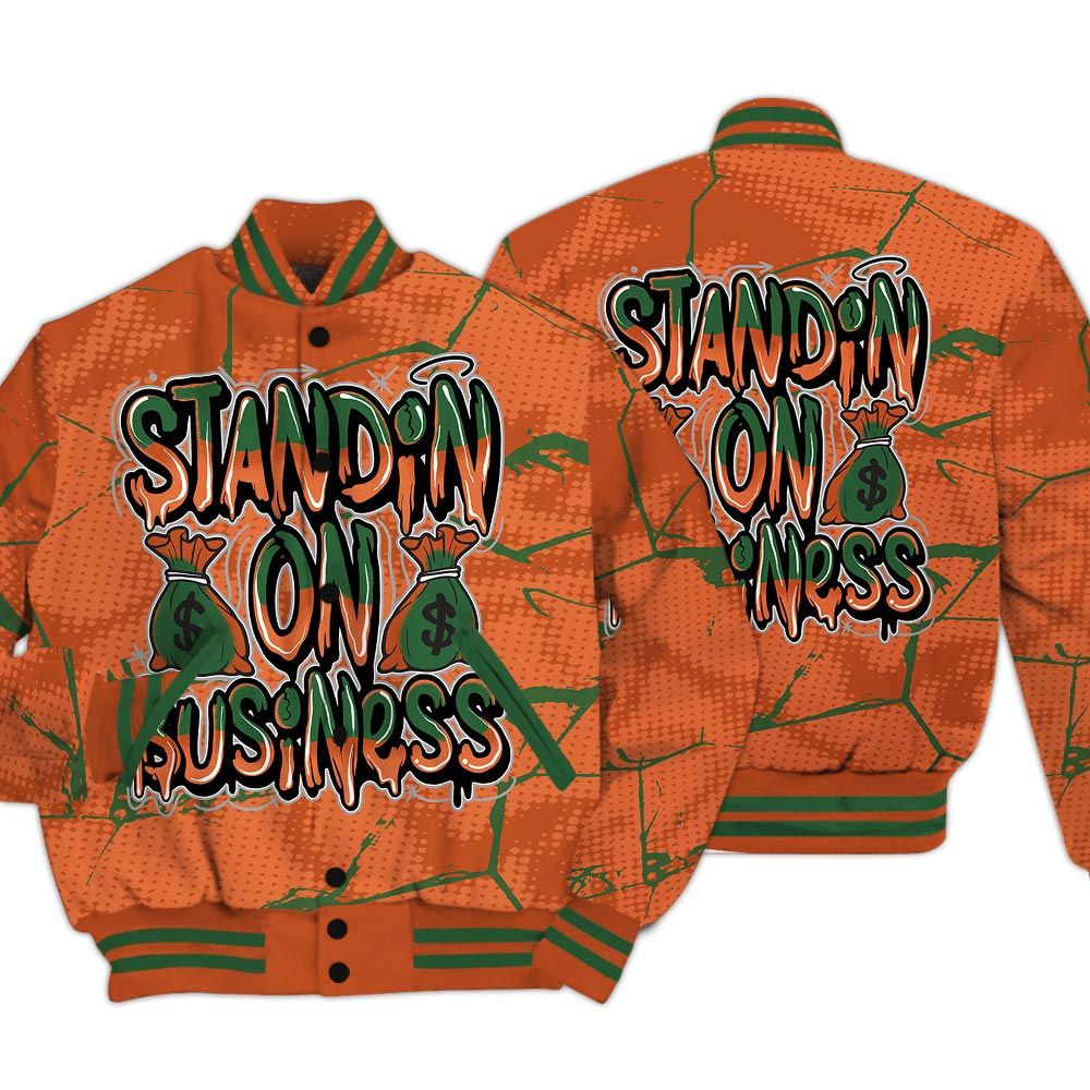 Varsity Jacket To Match Low Miami 5s - Standin' Business White Graphic Crack Varsity Jacket Unisex