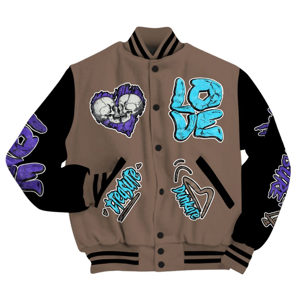 Varsity Jacket To Match Olive Concord 9s - Skull Bear All Over Print