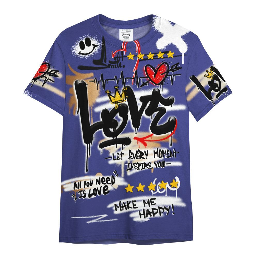Shirt To Match JM Pro Black Concord - Happy Love Beats Graffiti Streetwear All Over Print