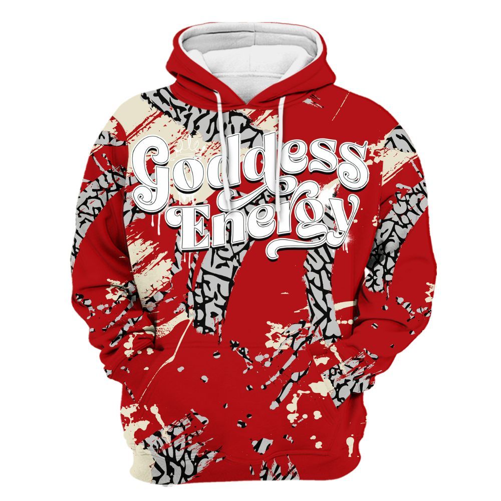 Hoodie To Match Cement Grey 3s - Goddess Energy Retro All Over Print