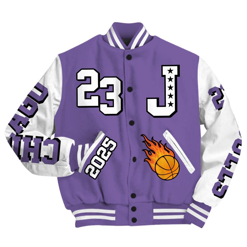 Varsity Jacket To Match Dunk Low Black Raspberry - Chicago 23 Basketball All Over Print