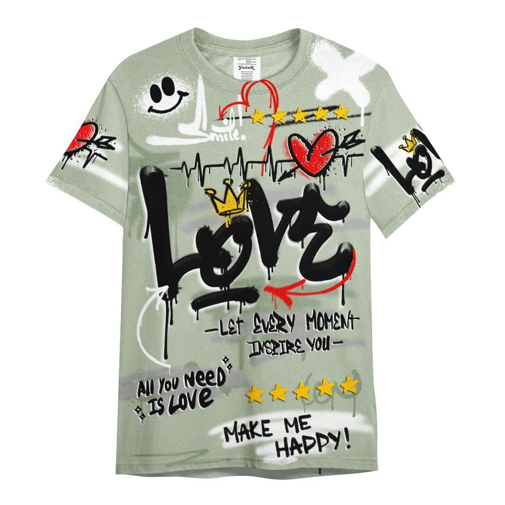 Shirt To Match Seafoam Sail 4s - Happy Love Beats Graffiti Streetwear All Over Print