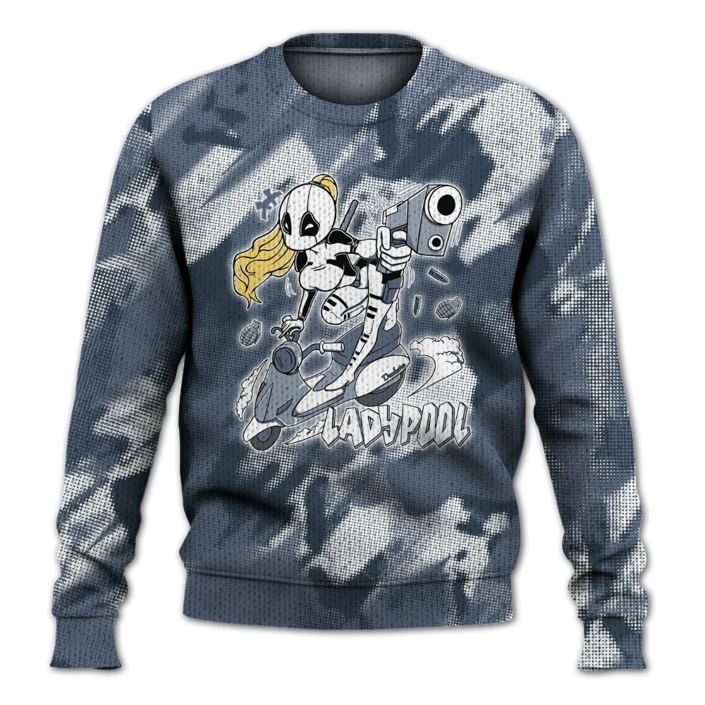 Knitted Sweater To Match Low Diffused Blue 11s - Lady Pool Cartoon Abstract Halftone