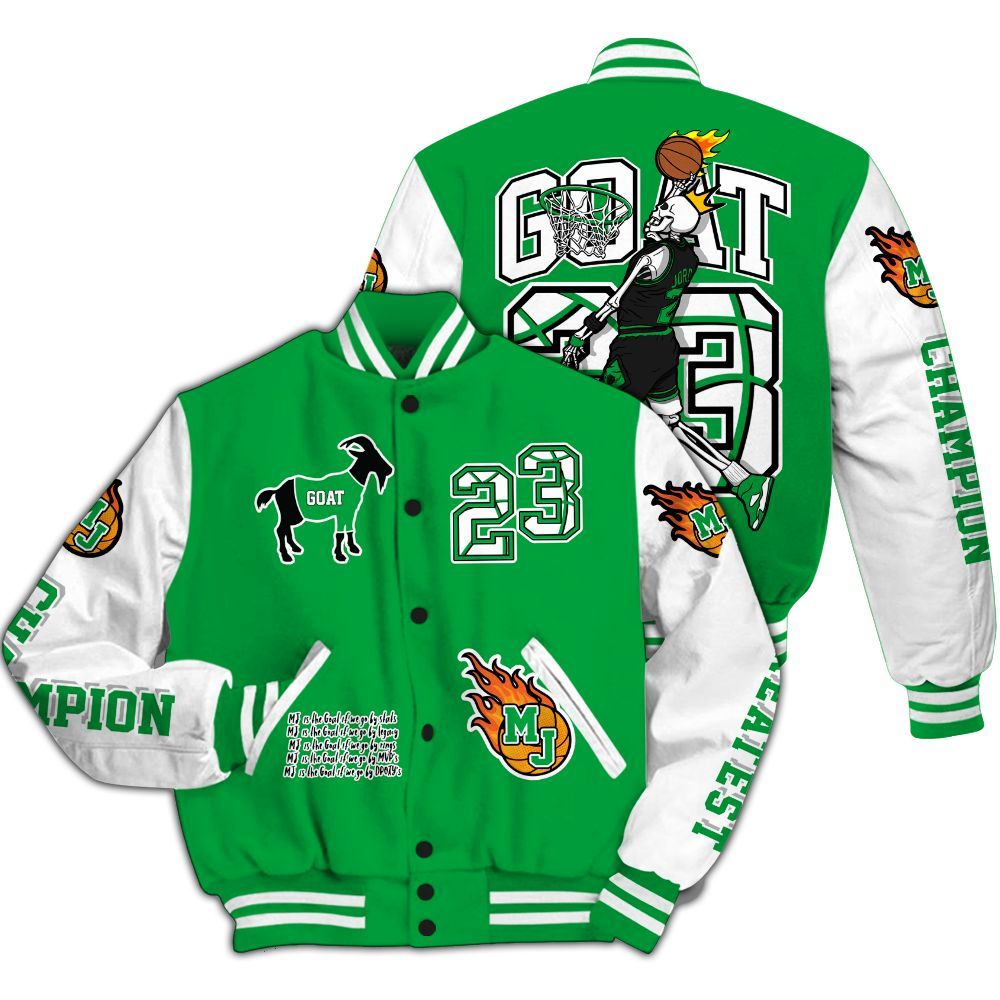 Varsity Jacket To Match Low Lucky Green 1s - 23 G.0.A.T Jump Up Basketball All Over Print
