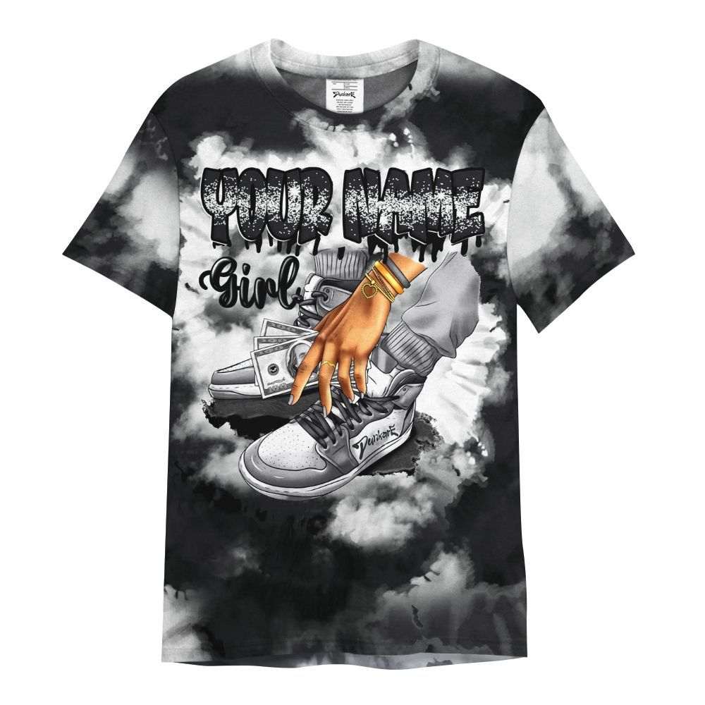 Shirt To Match White Thunder 4s - Custom Name SNEAKER Girl Money Drip Tie Dye All Over Print