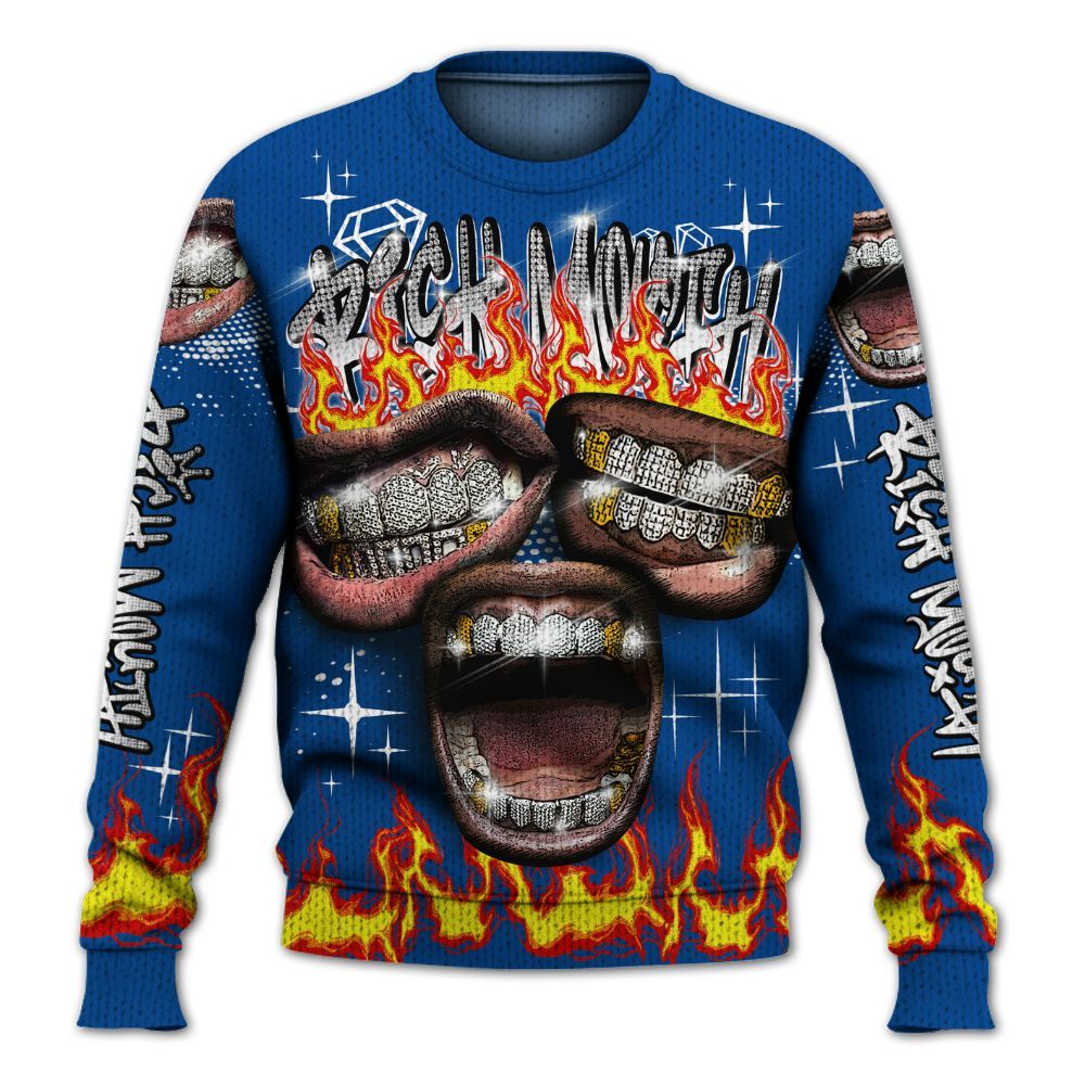 Knitted Sweater To Match Low 85 Royal 1s - Rich Mouth Fire Rap Retro 90s