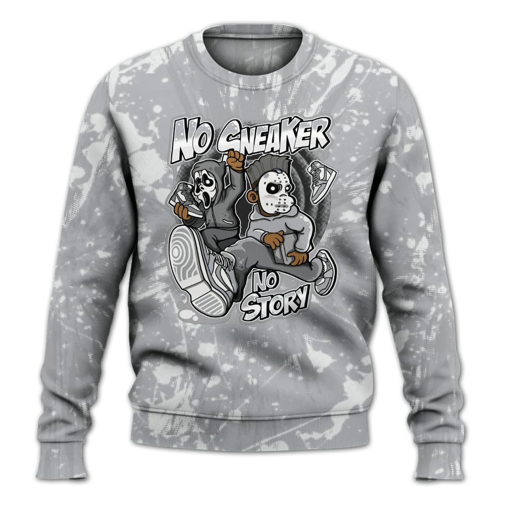 Sweatshirt To Match Low OG Wolf Grey 1s - Sneakers Make Story Graphic Luxury All Over Print