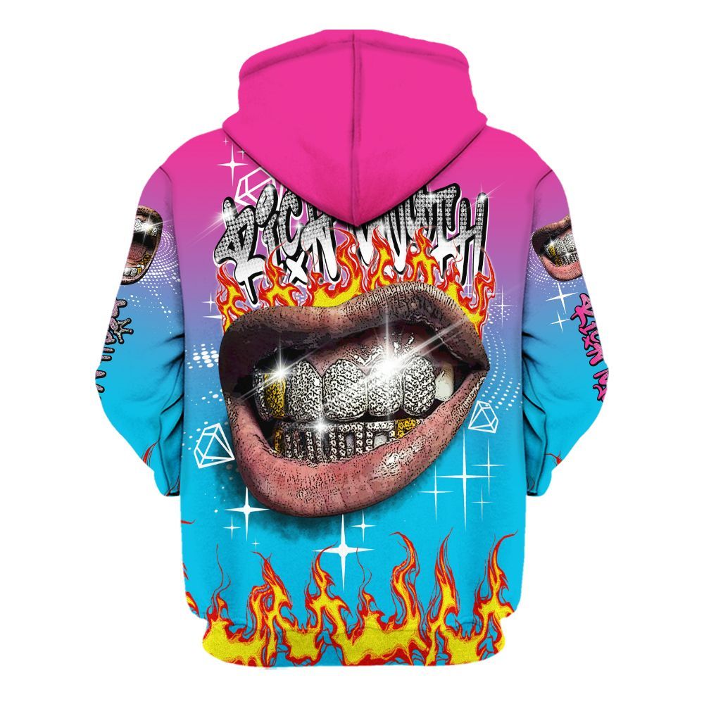Hoodie To Match Tokyo Nights Stewie 3s - Rich Mouth Fire Rap Retro 90s All Over Print