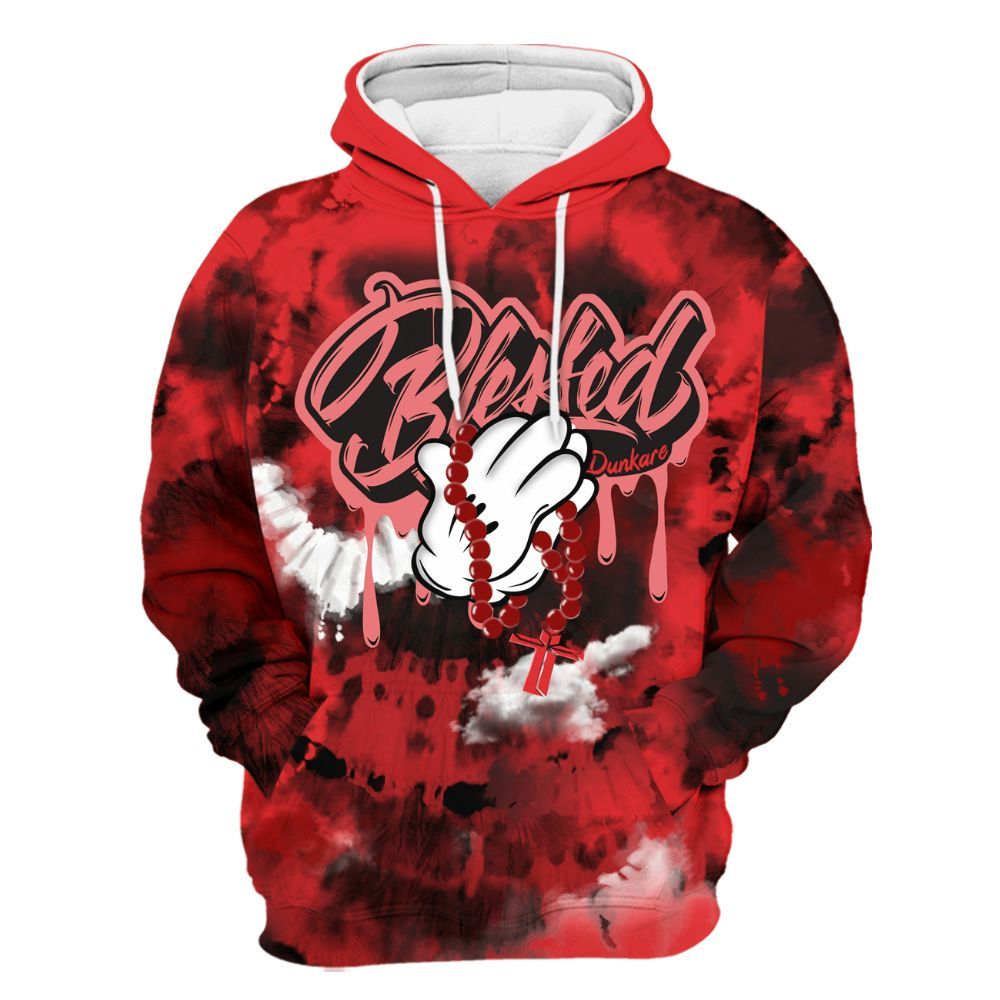 Hoodie To Match Chile Red 9s - God Blessed Tie Dye All Over Print