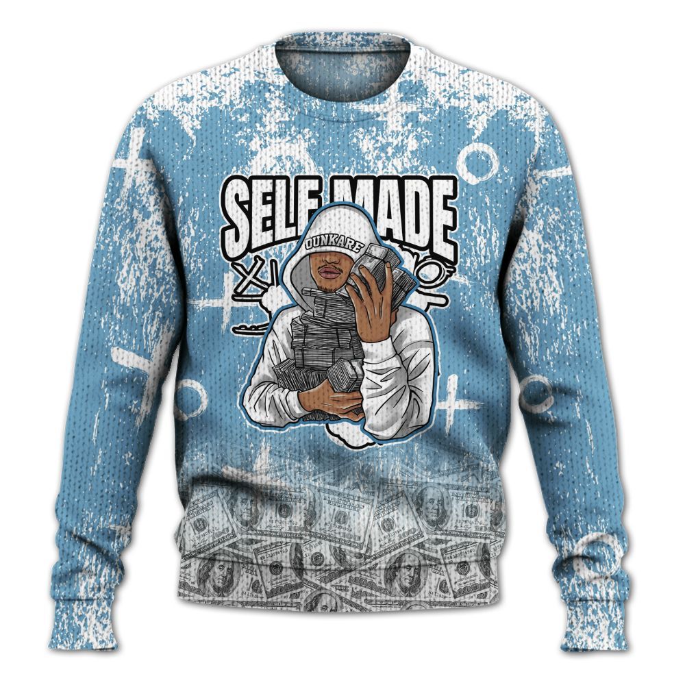 Knitted Sweater To Match High OG UNC Reimagined 1s - Selfmade Unique Grunge