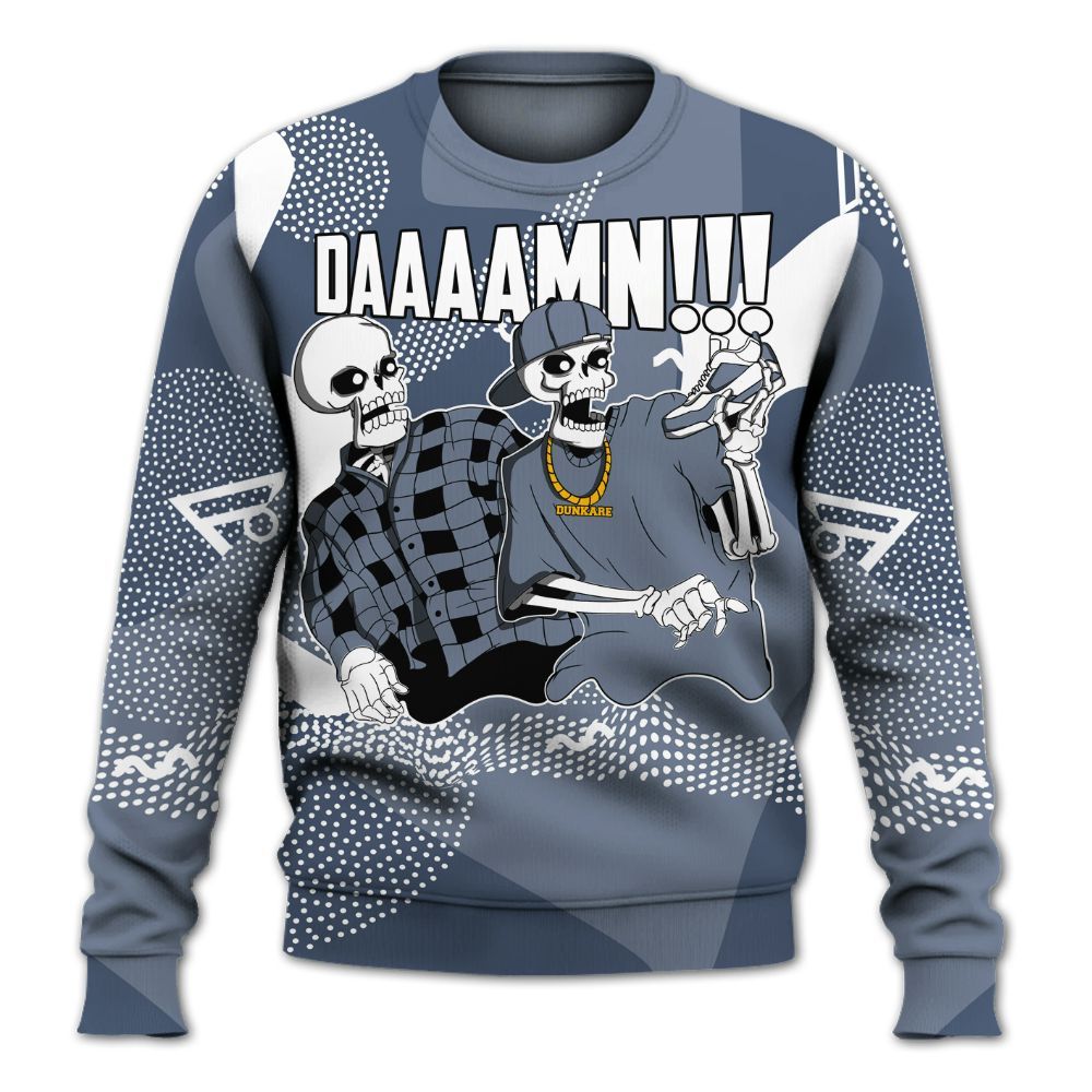 Sweatshirt To Match Low Diffused Blue 11s - Graphic Meme Damnn All Over Print