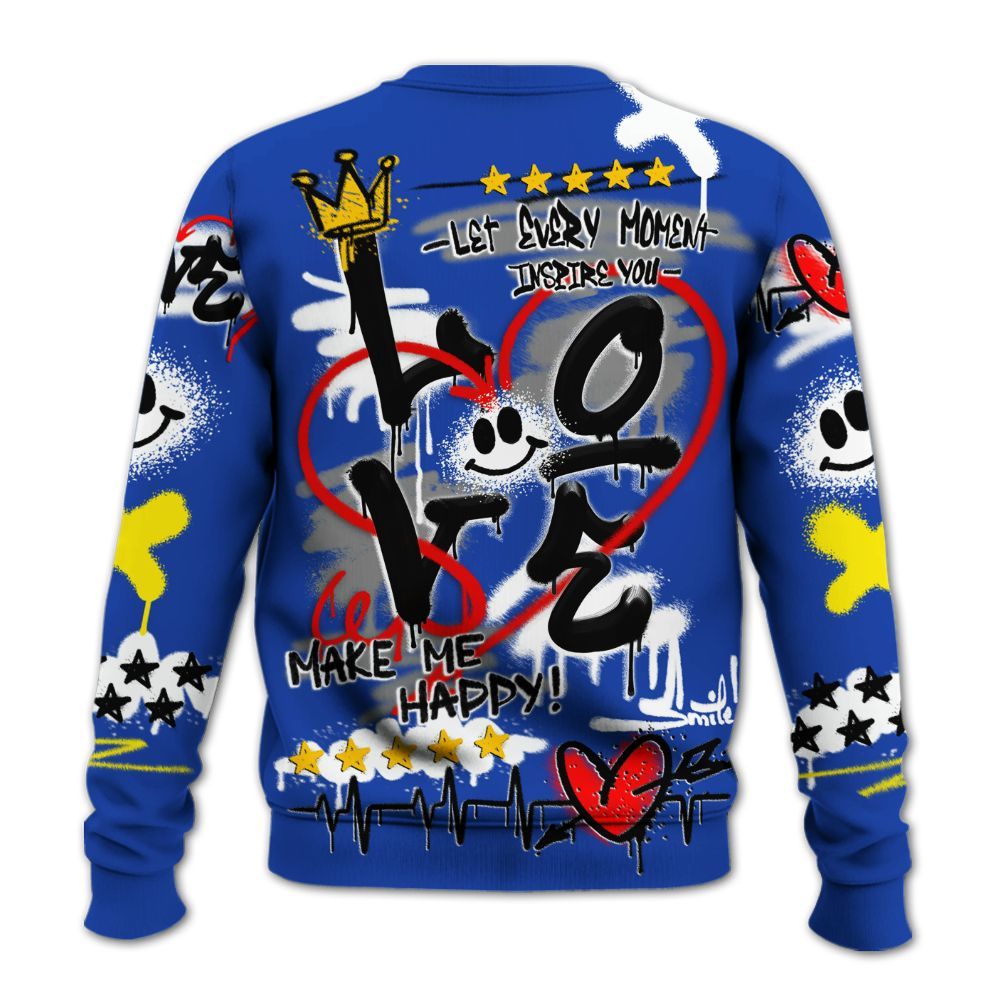Sweatshirt To Match Laney 14s - Happy Love Beats Graffiti Streetwear All Over Print