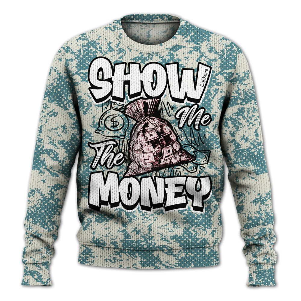 Knitted Sweater To Match Dunk Low Denim Turquoise Royal - Show Me The Money Retro