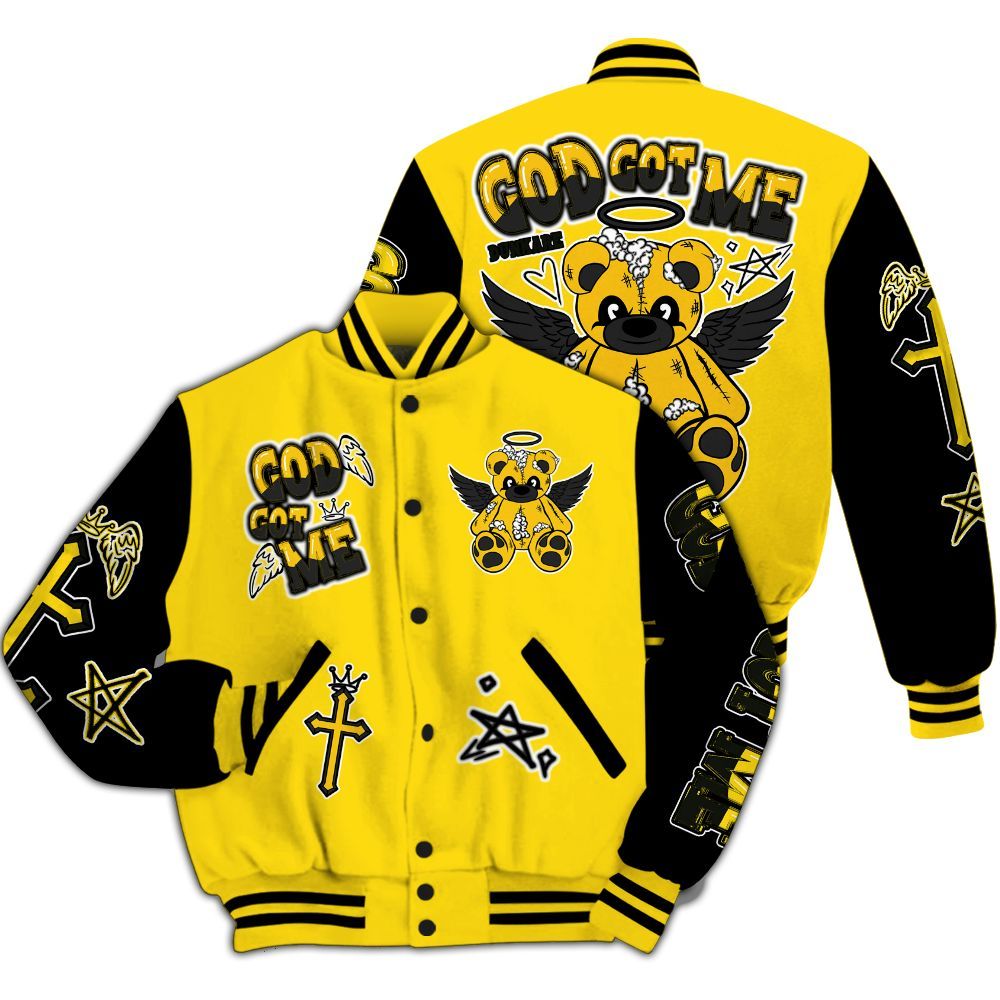 Varsity Jacket To Match Retro Thunder 4s - Gods Guides Me Bear All Over Print