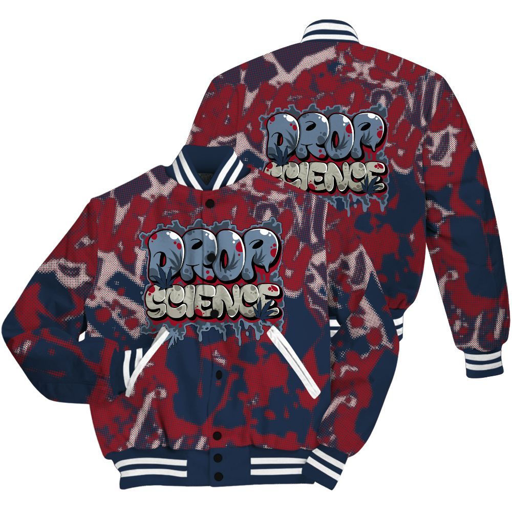 Varsity Jacket To Match Navy Blue 2024 6s Shirt - Drop Science Street All Over Print