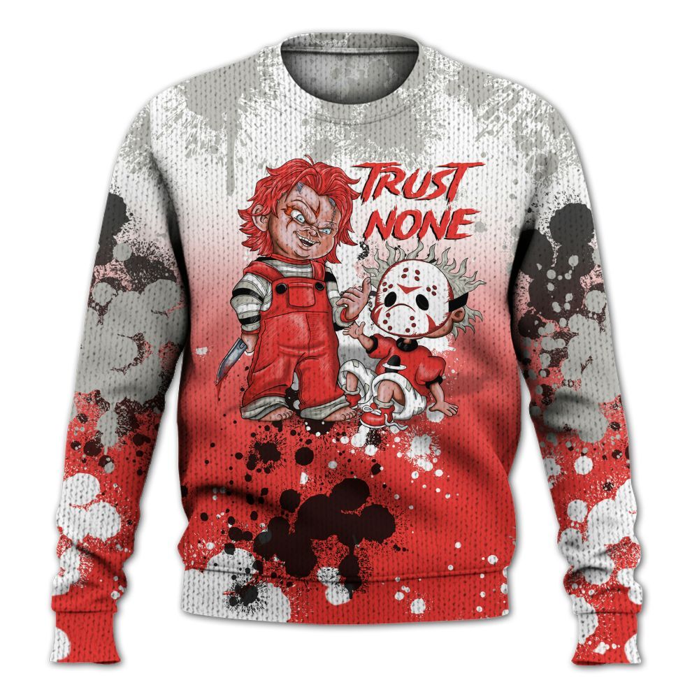 Knitted Sweater To Match Vomero 5 Bright Crimson - Trust No One Scary