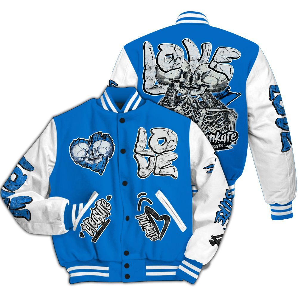 Varsity Jacket To Match Blueberry 12s - Skull Bear All Over Print