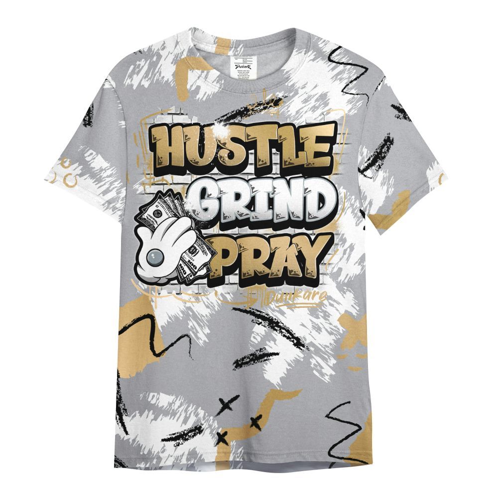Shirt To Match Retro High OG Cool Grey 1s - Hustle Grind Pray Graphic Street Style All Over Print